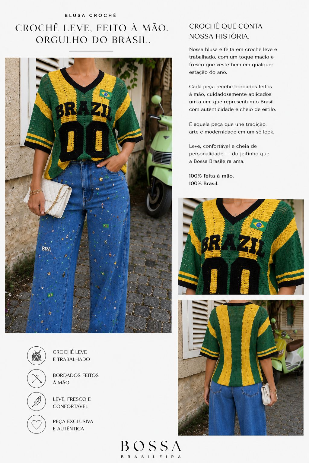 Blusa Crochê Brazil Bossa